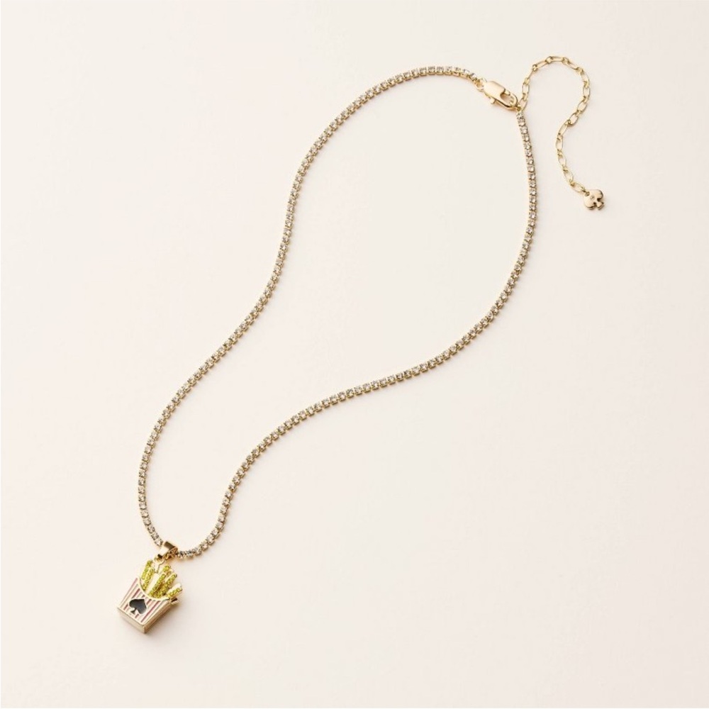 NWT Kate Spade Gold and Rhinestone French Fry Necklace - Picture 3 of 8